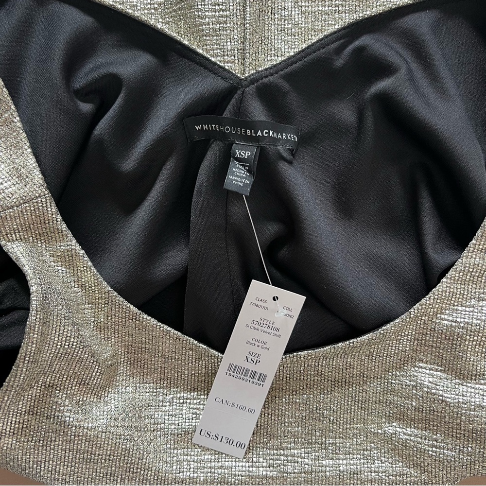 WHBM Metallic & Velvet Mini Shift Dress - Picture 6 of 13